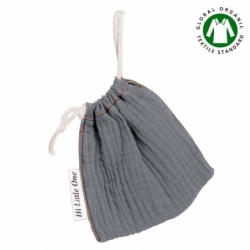 Hi Little One - Woreczek na smoczek z organicznej BIO bawełny GOTS muslin pacifier bag Iron