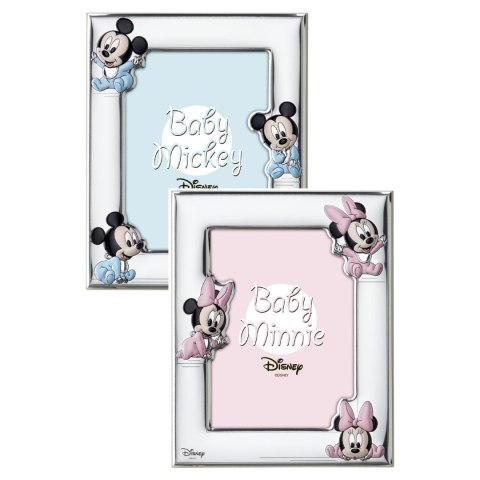 Posrebrzana Ramka na Zdjęcie Disney Baby 3 Myszki Minnie 13x18cm VALENTI Różowa
