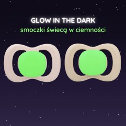 Smoczek silikonowy symetryczny 0 - 6 mies. 2 szt. glow in the dark róż/latte, b.box