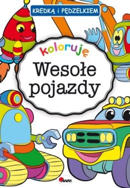 Koloruję wesołe pojazdy kredką i pędzelkiem