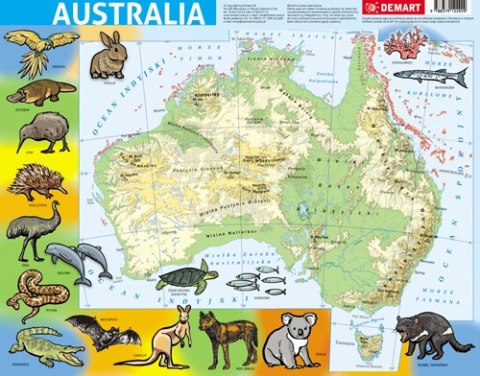 Puzzle 72 ramkowe Australia mapa fizyczna