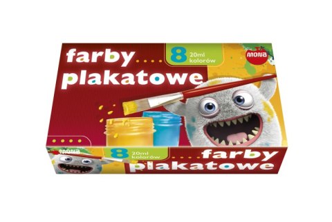 Farby plakatowe ekonomiczne Mona 8 kolorów 20 ml