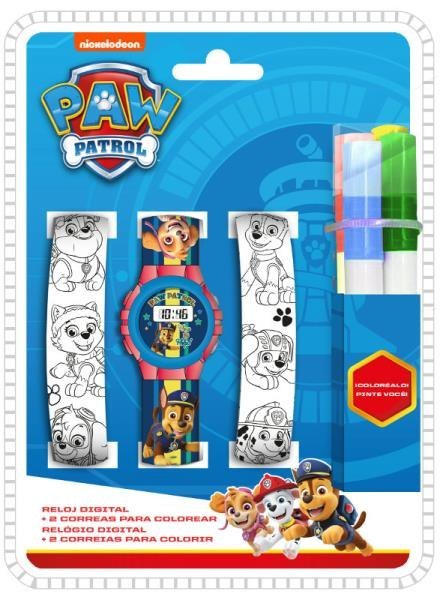 Zegarek cyfrowy z paskami do kolorowania Paw Patrol PW16686