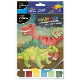 Malowanka z farbkami i pędzelkiem Kidea dinozaury