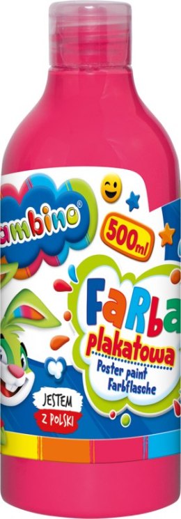 Farba plakatowa 500ml BAMBINO w butelce różowa