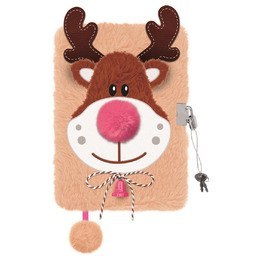 Pamiętnik A5 Włochacz z kłódką 3D Beige Reindeer