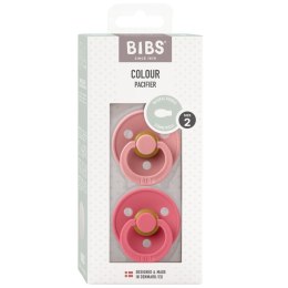 BIBS COLOUR SYMMETRICAL 2-PACK DUSTY PINK & CORAL M Smoczek Symetryczny kauczuk Hevea