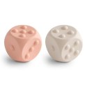 Mushie Press Toy Kostka 2-pack Blush/Shifting Sands