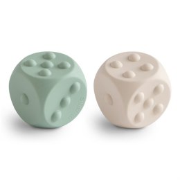 Mushie Press Toy Kostka 2-pack Cambridge Blue/Shifting Sands