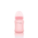 Szklana butelka ze smoczkiem S, 150 ml, różowa, Everyday Baby