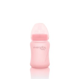 Szklana butelka ze smoczkiem S, 150 ml, różowa, Everyday Baby