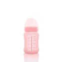 Szklana butelka ze smoczkiem S, 150 ml, różowa, Everyday Baby