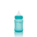 Szklana butelka ze smoczkiem S reagująca na temperaturę, 150ml, turkusowa, Everyday Baby