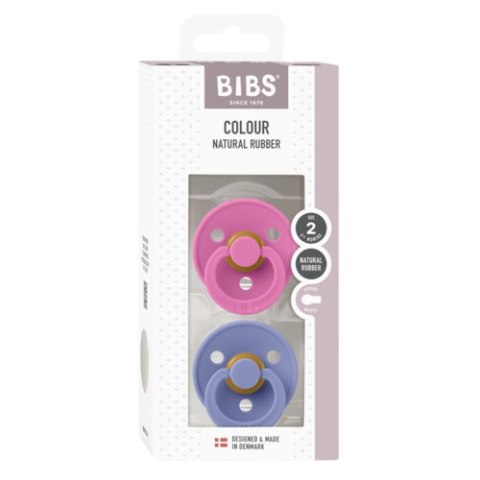 BIBS COLOUR 2-PACK BUBBLEGUM & PERI M Smoczek Uspokajający kauczuk Hevea