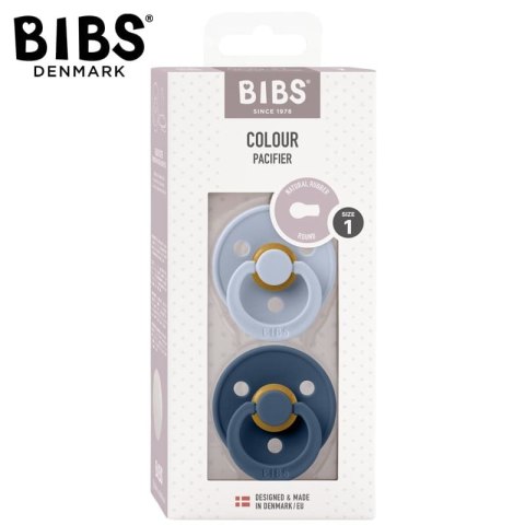 BIBS COLOUR 2-PACK DUSTY BLUE & STEEL BLUE S Smoczek Uspokajający kauczuk Hevea