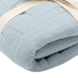 BIBS MUSLIN SWADDLE Kocyk muślinowy 100% ORGANIC COTTON BABY BLUE 120 x 120 cm