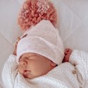 Hi Little One czapka z chustą komplet ALPACA BOHO Dark Pink S Pom Pom