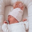 Hi Little One czapka z chustą komplet ALPACA BOHO Dark Pink S Pom Pom