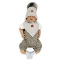 Hi Little One czapka z chustą komplet ALPACA BOHO Grey S Pom Pom