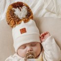 Hi Little One czapka z chustą komplet ALPACA BOHO White/Rust S Pom Pom