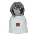 Hi Little One czapka zimowa niemowlęca ALPACA BOHO Grey M Pom Pom