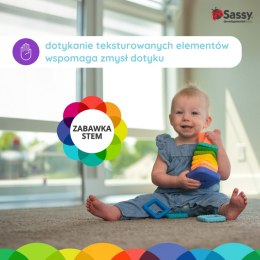 Zakręcona wieża z klocków - zabawka sensoryczna dla niemowląt i dzieci, Sassy