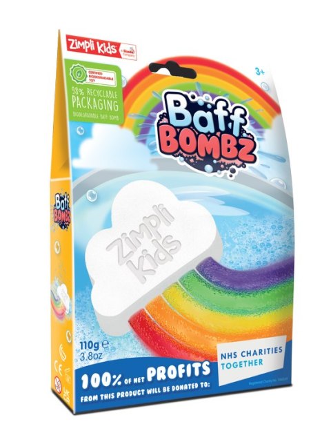 Tęczowa chmurka do kąpieli do zabawy zmieniająca kolor wody, Rainbow Baff Bombz, 3+, Zimpli Kids