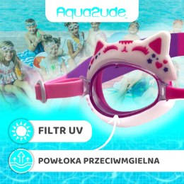 Okulary do pływania dla dzieci Kotek różowy 3+, Aqua2ude