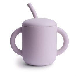 Mushie Silikonowy Kubek ze Słomką Soft Lilac