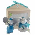 Meiya & Alvin - Zestaw prezentowy Baby Shower Set z miękką grzechotką i gryzakiem dźwiękowym z kauczuku Hevea Alvin Elephant