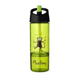 Carl Oscar Kids Bottle 2in1 Bidon z pojemnikiem na przekąski 2w1 Lime - Monkey