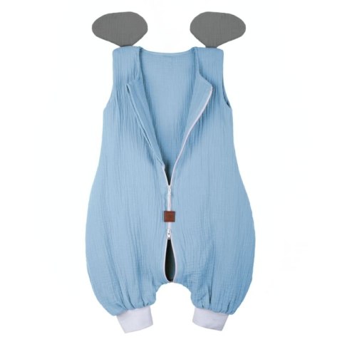 Hi Little One śpiworek do spania z nogawkami dla Niemowlaka TOG 1,0 BIO muślin ELEPHANT Baby Blue/Gray roz M