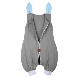 Hi Little One śpiworek do spania z nogawkami dla Niemowlaka TOG 1,0 BIO muślin SLEEPY BUNNY Gray/Baby Blue roz M