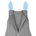 Hi Little One śpiworek do spania z nogawkami dla Niemowlaka TOG 1,0 BIO muślin SLEEPY BUNNY Gray/Baby Blue roz M