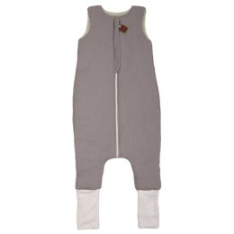 Hi Little One śpiworek dwustronny z nogawkami TOG 1,5 BIO muślin SLIM BAG GREY/MINT roz M