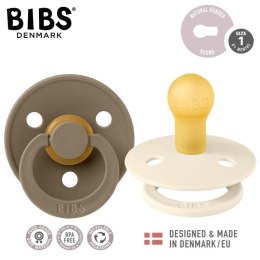 BIBS COLOUR 2-PACK IVORY & DARK OAK S Smoczek Uspokajający kauczuk Hevea