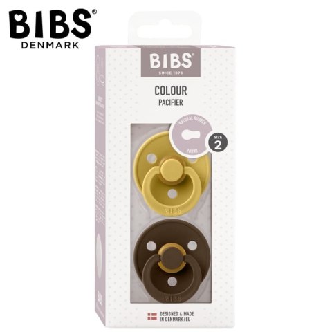 BIBS COLOUR 2-PACK MUSTARD & MOCHA M Smoczek uspokajający kauczuk Hevea