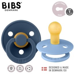 BIBS COLOUR 2-PACK SKY BLUE & STEEL BLUE S Smoczek uspokajający kauczuk Hevea