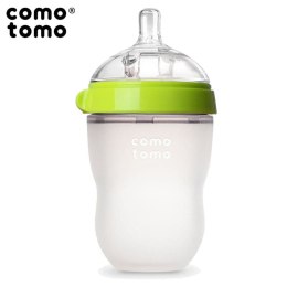 COMOTOMO - 2 antykolkowe butelki silikonowe MOM'S BREAST 250 ml Green BABY 2 pack