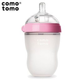 COMOTOMO - 2 antykolkowe butelki silikonowe MOM'S BREAST 250 ml Pink BABY