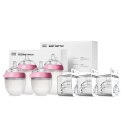 COMOTOMO - 4 Antykolkowe butelki silikonowe MOM'S BREAST Pink BUNDLE