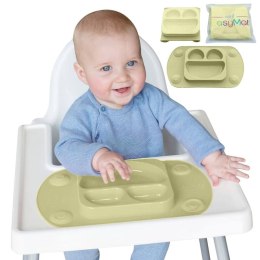 EasyTots silikonowy talerzyk trójdzielny z matą i lunchbox EasyMat Mini 2in1 OLIVE