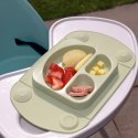 EasyTots silikonowy talerzyk trójdzielny z matą i lunchbox EasyMat Mini 2in1 OLIVE