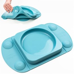 EasyTots silikonowy talerzyk z przyssawką i matą i lunchbox EasyMat Mini Max 2in1 TEAL