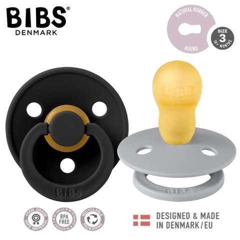 BIBS COLOUR 2-PACK CLOUD & BLACK L Smoczek Uspokajający kauczuk Hevea