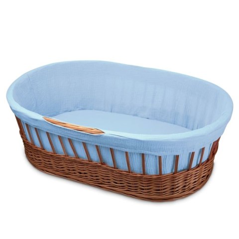 Hi Little One kosz Mojżesza wiklinowy wysoki ze stelażem + liner + materac + prześcieradło 5in1 BLUE