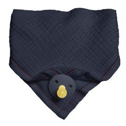 Hi Little One śliniak bandana z zawieszką na smoczek BIO bawełna Navy