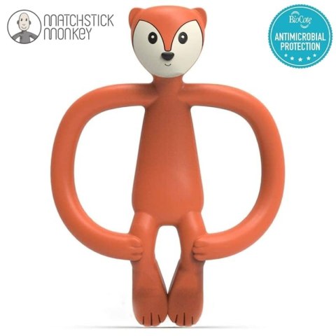 Matchstick Monkey gryzak silikonowy sensoryczny z mini szczoteczką Animals Fox