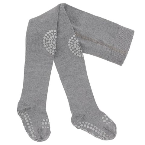 GoBabyGo antypoślizgowe rajstopy do raczkowania i nauki chodzenia WOOL Grey Melange 12 m+