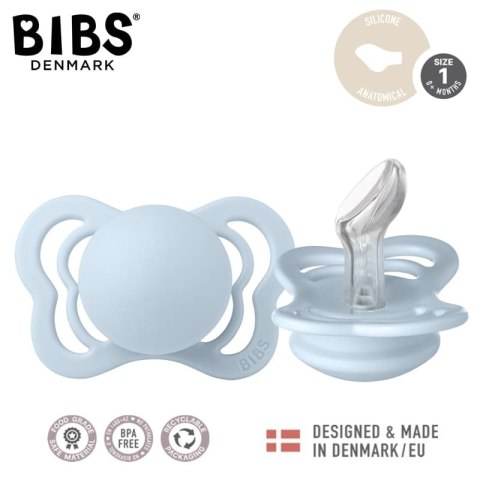 BIBS COUTURE BABY BLUE S Smoczek ortodontyczny silikonowy